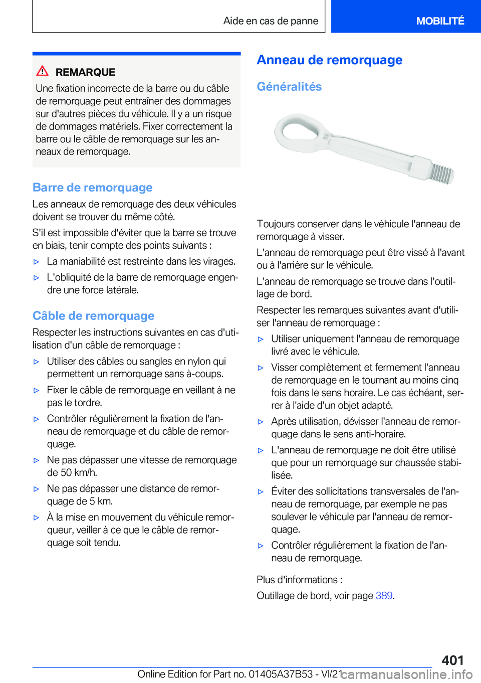 BMW M8 2022  Notices Demploi (in French) �R�E�M�A�R�Q�U�E
�U�n�e��f�i�x�a�t�i�o�n��i�n�c�o�r�r�e�c�t�e��d�e��l�a��b�a�r�r�e��o�u��d�u��c�