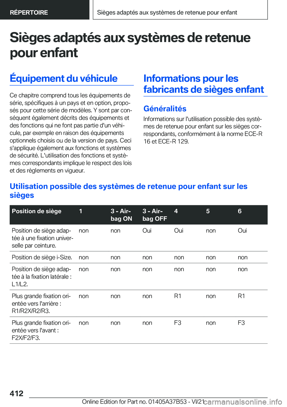 BMW M8 2022  Notices Demploi (in French) �S�i�è�g�e�s��a�d�a�p�t�é�s��a�u�x��s�y�s�t�è�m�e�s��d�e��r�e�t�e�n�u�e
�p�o�u�r��e�n�f�a�n�t�
