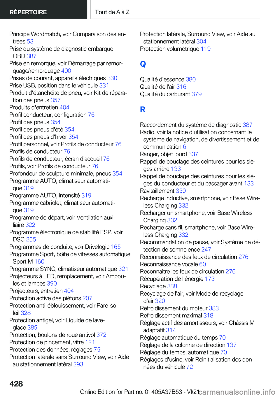 BMW M8 2022  Notices Demploi (in French) �P�r�i�n�c�i�p�e��W�o�r�d�m�a�t�c�h�,��v�o�i�r��C�o�m�p�a�r�a�i�s�o�n��d�e�s��e�nj�t�r�é�e�s� �5�3�
�P�r�i�s�e��d�u��s�y�s�t�è�m�e��d�e��d�i�a�g�n�o�s�t�i�c��e�m�b�a�r�q�u�é �O�B�D� �