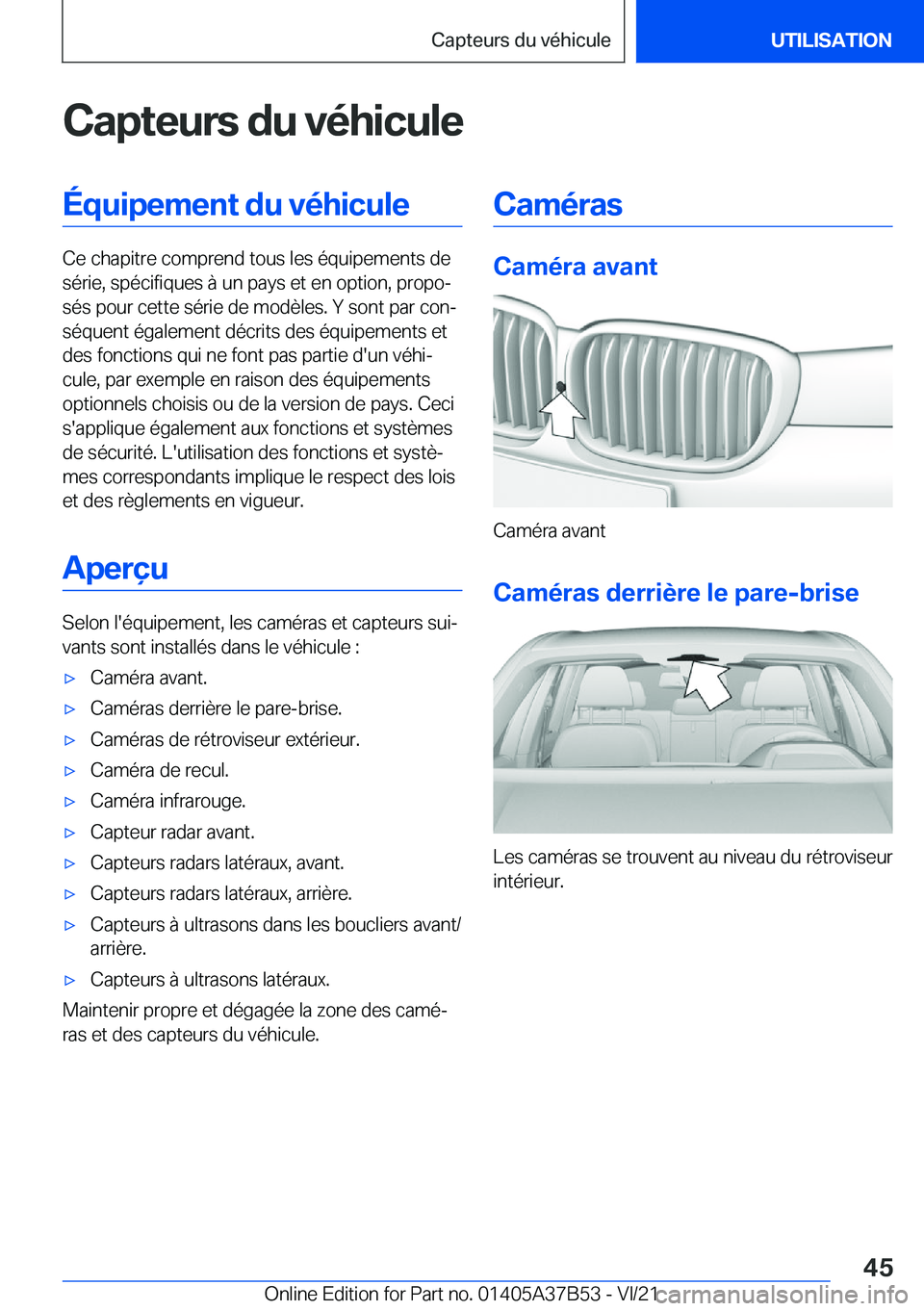 BMW M8 2022  Notices Demploi (in French) �C�a�p�t�e�u�r�s��d�u��v�é�h�i�c�u�l�e�