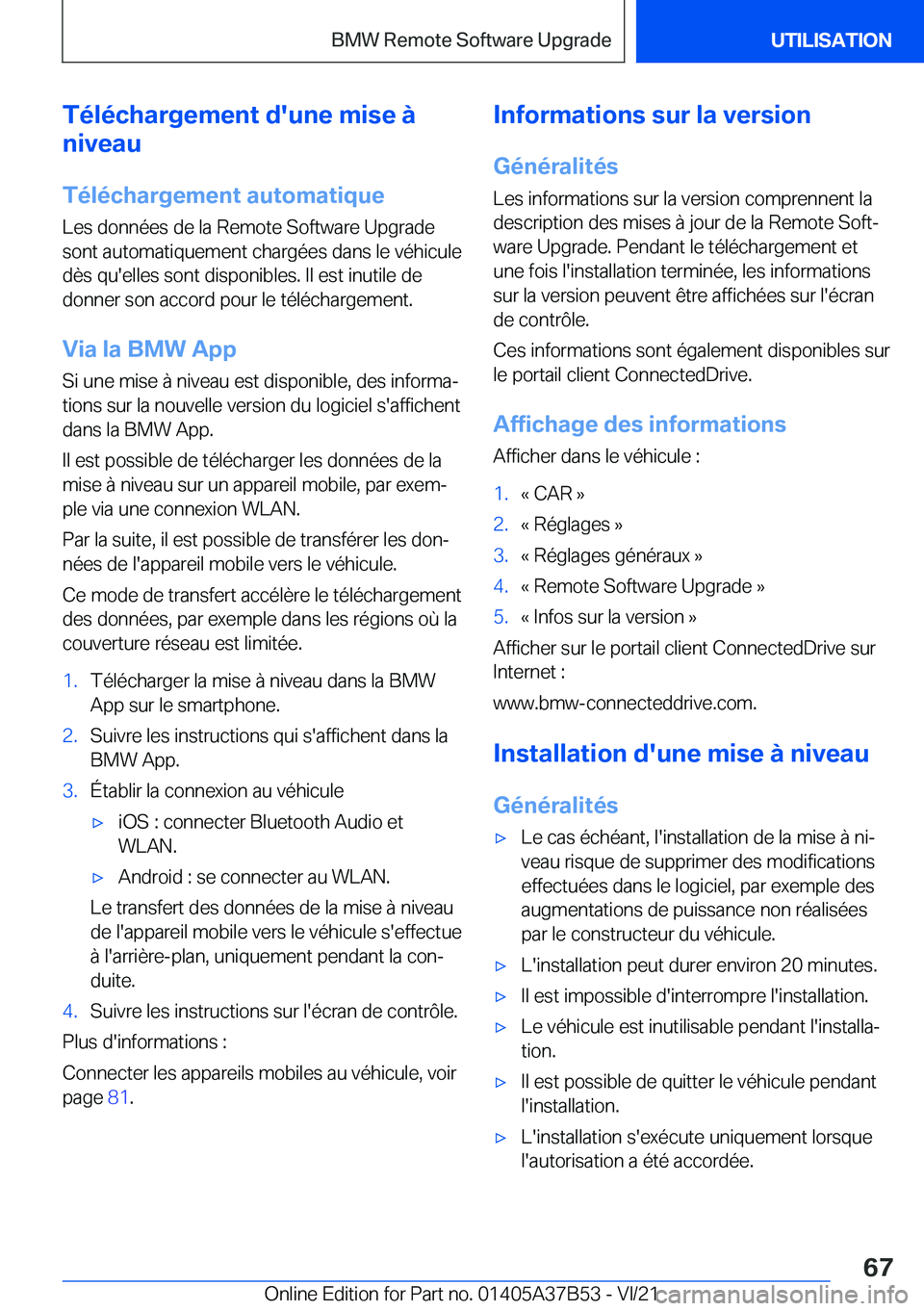 BMW M8 2022  Notices Demploi (in French) �T�é�l�é�c�h�a�r�g�e�m�e�n�t��d�'�u�n�e��m�i�s�e��