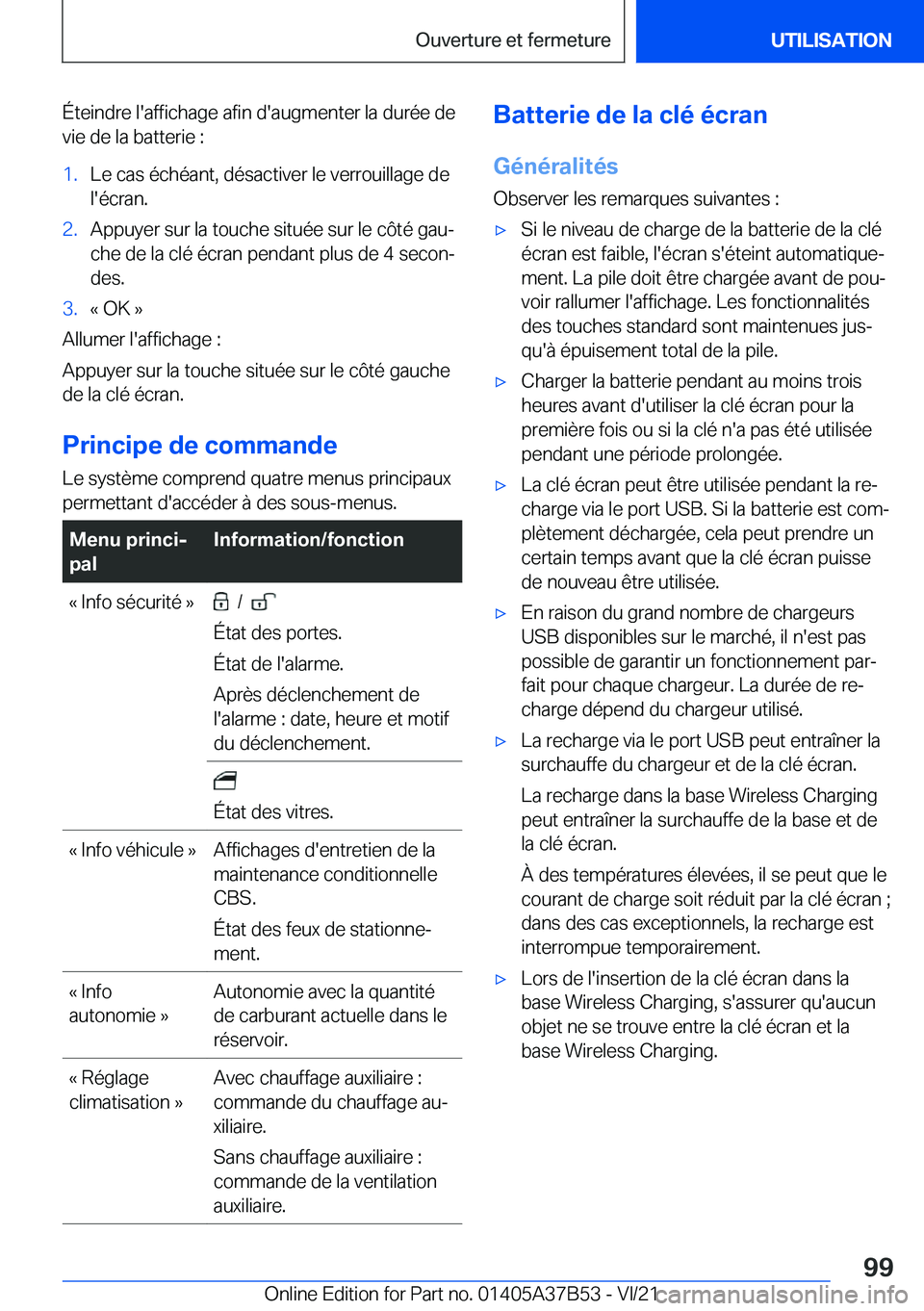 BMW M8 2022  Notices Demploi (in French) �É�t�e�i�n�d�r�e��l�'�a�f�f�i�c�h�a�g�e��a�f�i�n��d�'�a�u�g�m�e�n�t�e�r��l�a��d�u�r�é�e��d�e�v�i�e��d�e��l�a��b�a�t�t�e�r�i�e��:�1�.�L�e��c�a�s��é�c�h�é�a�n�t�,��d�é�s�a�c�t�