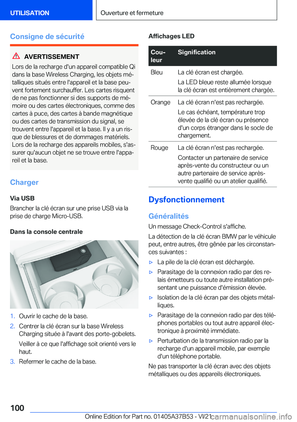 BMW M8 2022  Notices Demploi (in French) �C�o�n�s�i�g�n�e��d�e��s�é�c�u�r�i�t�é
�A�V�E�R�T�I�S�S�E�M�E�N�T
�L�o�r�s��d�e��l�a��r�e�c�h�a�r�g�e��d�'�u�n��a�p�p�a�r�e�i�l��c�o�m�p�a�t�i�b�l�e��Q�i �d�a�n�s��l�a��b�a�s�e��W�i�