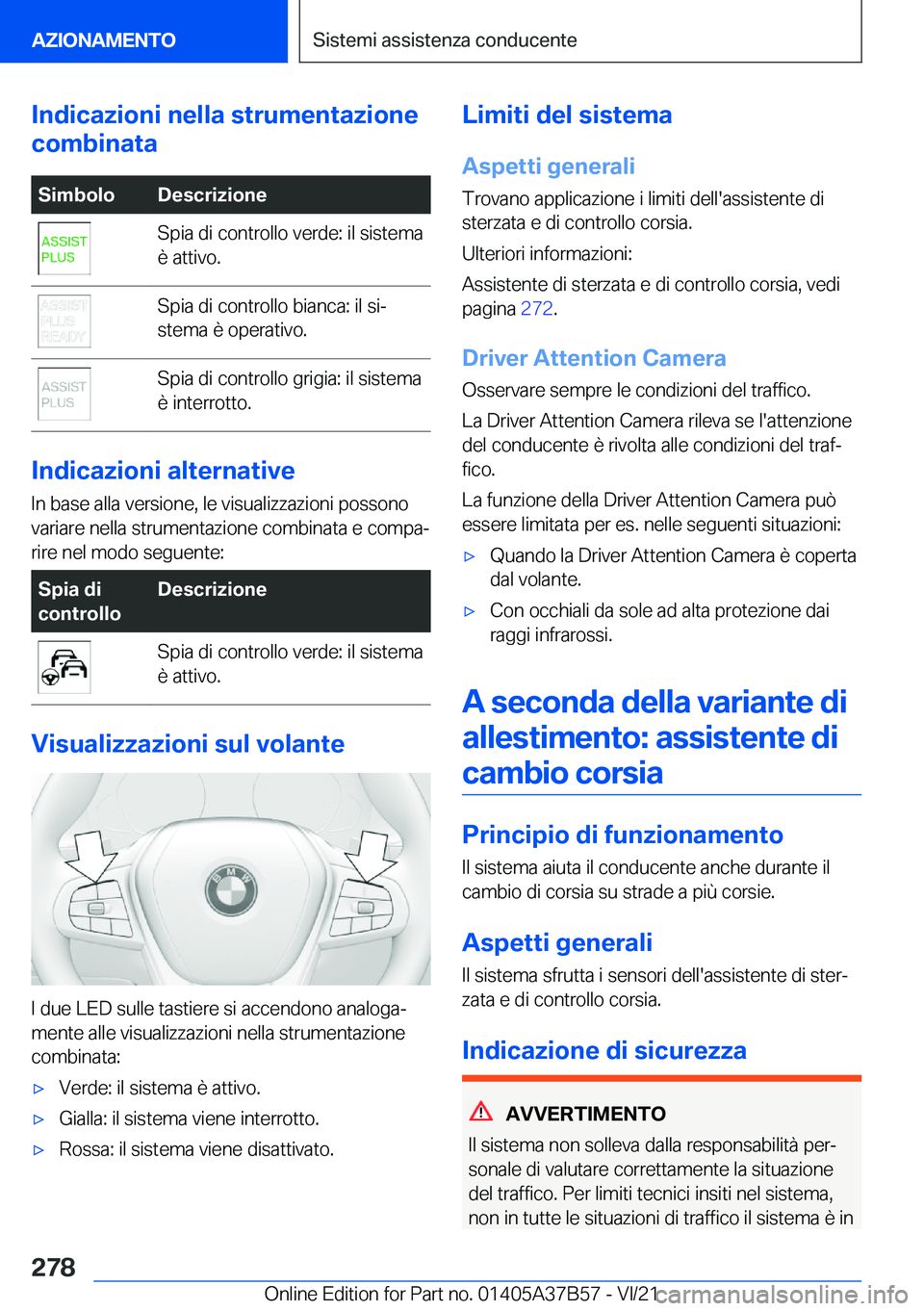 BMW M8 2022  Libretti Di Uso E manutenzione (in Italian) �I�n�d�i�c�a�z�i�o�n�i��n�e�l�l�a��s�t�r�u�m�e�n�t�a�z�i�o�n�e
�c�o�m�b�i�n�a�t�a�S�i�m�b�o�l�o�D�e�s�c�r�i�z�i�o�n�e�S�p�i�a��d�i��c�o�n�t�r�o�l�l�o��v�e�r�d�e�:��i�l��s�i�s�t�e�m�a
�è��a�t�