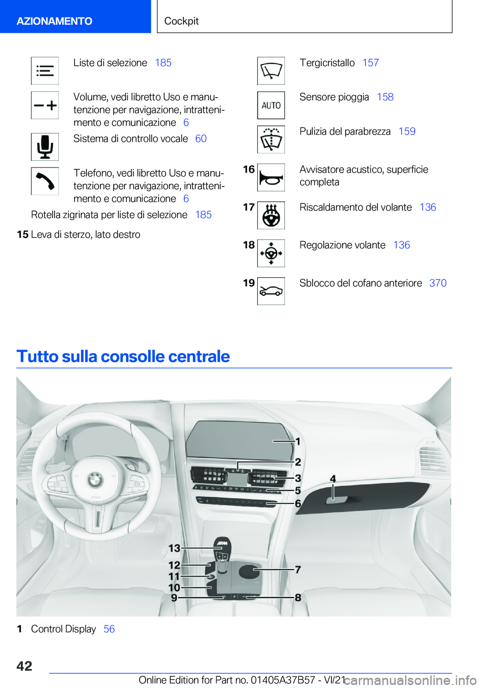 BMW M8 2022  Libretti Di Uso E manutenzione (in Italian) �L�i�s�t�e��d�i��s�e�l�e�z�i�o�n�e\_�1�8�5�V�o�l�u�m�e�,��v�e�d�i��l�i�b�r�e�t�t�o��U�s�o��e��m�a�n�uª
�t�e�n�z�i�o�n�e��p�e�r��n�a�v�i�g�a�z�i�o�n�e�,��i�n�t�r�a�t�t�e�n�iª
�m�e�n�t�o