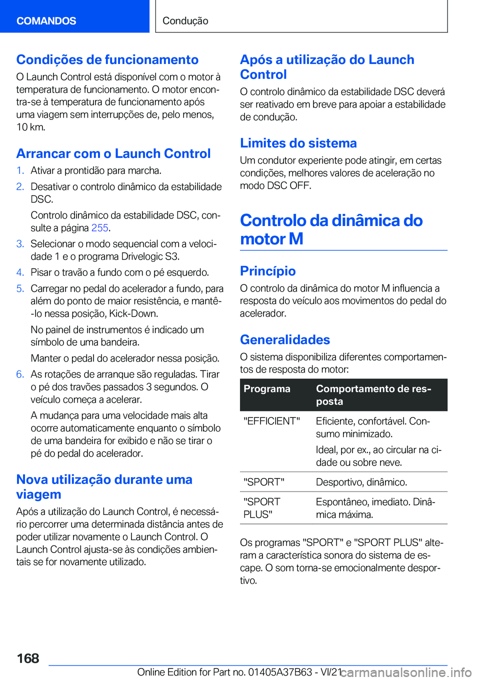 BMW M8 2022  Manual do condutor (in Portuguese) �C�o�n�d�i�