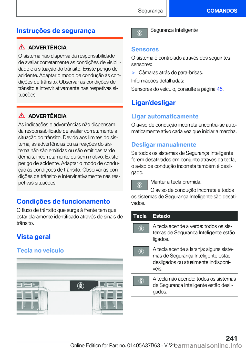 BMW M8 2022  Manual do condutor (in Portuguese) �I�n�s�t�r�u�