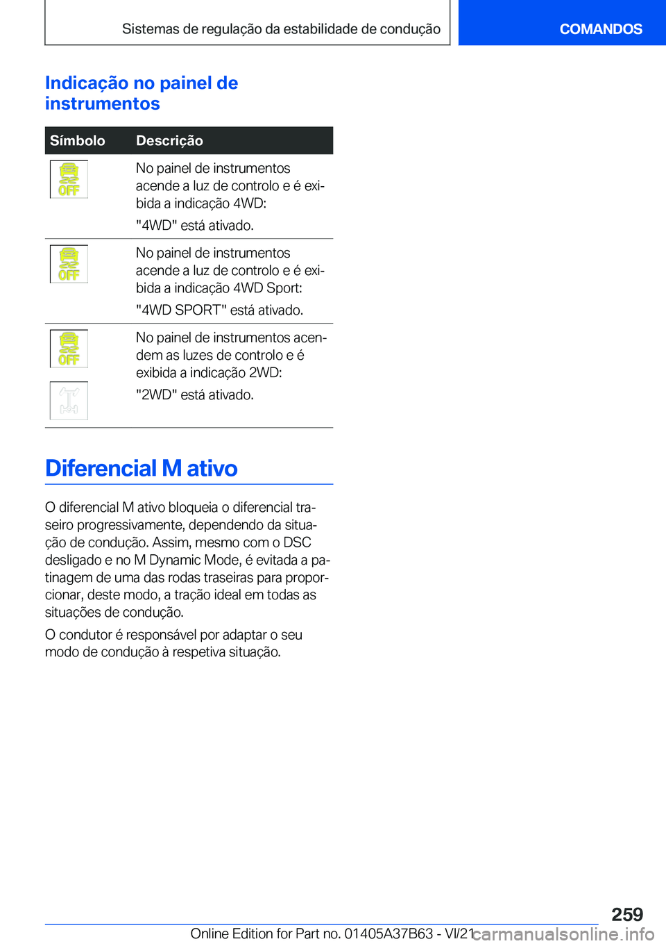 BMW M8 2022  Manual do condutor (in Portuguese) �I�n�d�i�c�a�