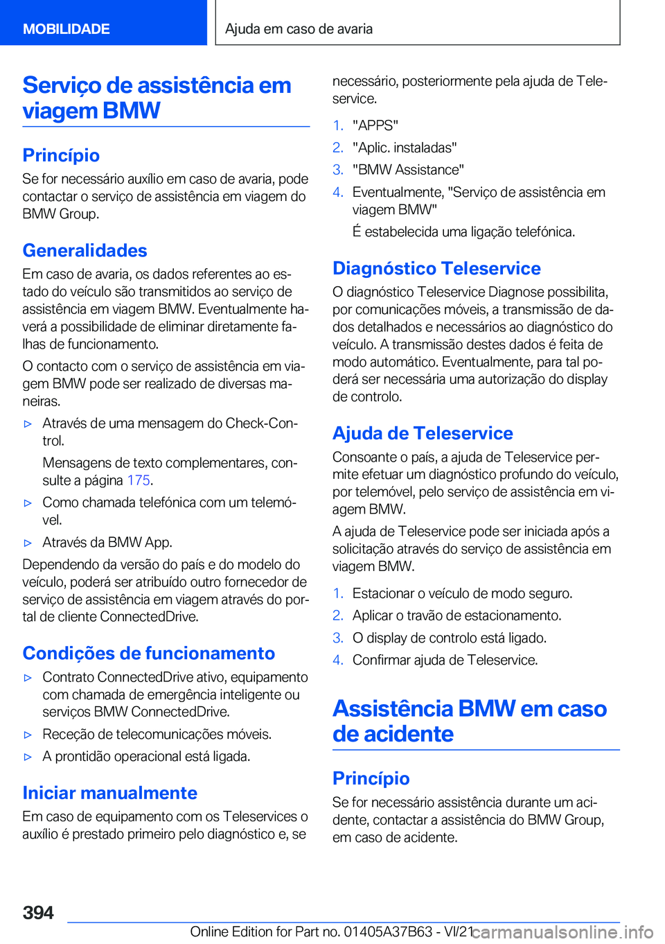 BMW M8 2022  Manual do condutor (in Portuguese) �S�e�r�v�i�