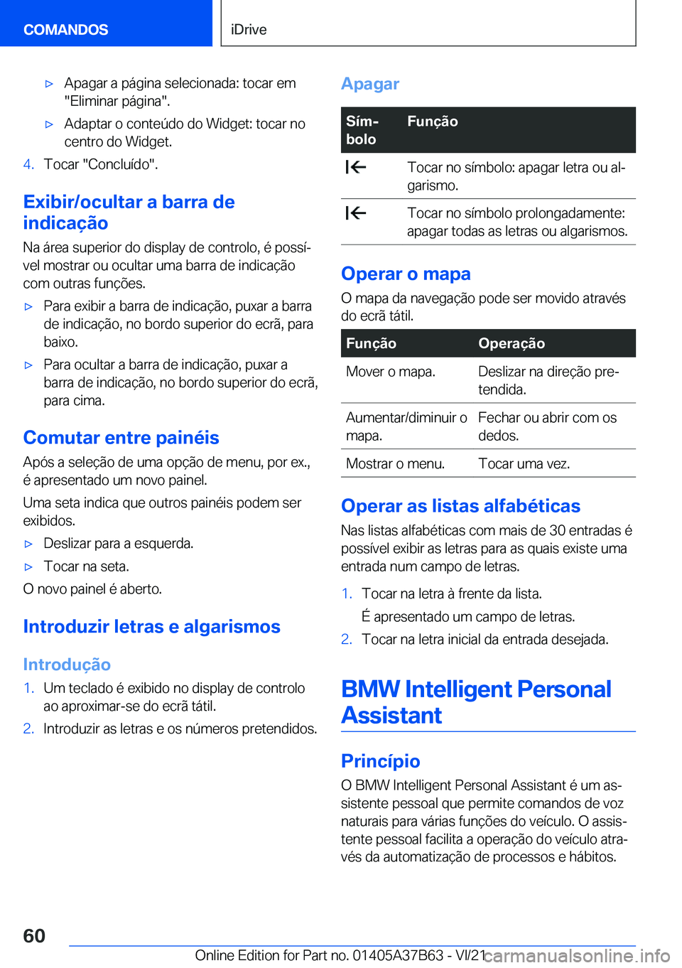 BMW M8 2022  Manual do condutor (in Portuguese) 'x�A�p�a�g�a�r��a��p�á�g�i�n�a��s�e�l�e�c�i�o�n�a�d�a�:��t�o�c�a�r��e�m
��E�l�i�m�i�n�a�r��p�á�g�i�n�a��.'x�A�d�a�p�t�a�r��o��c�o�n�t�e�