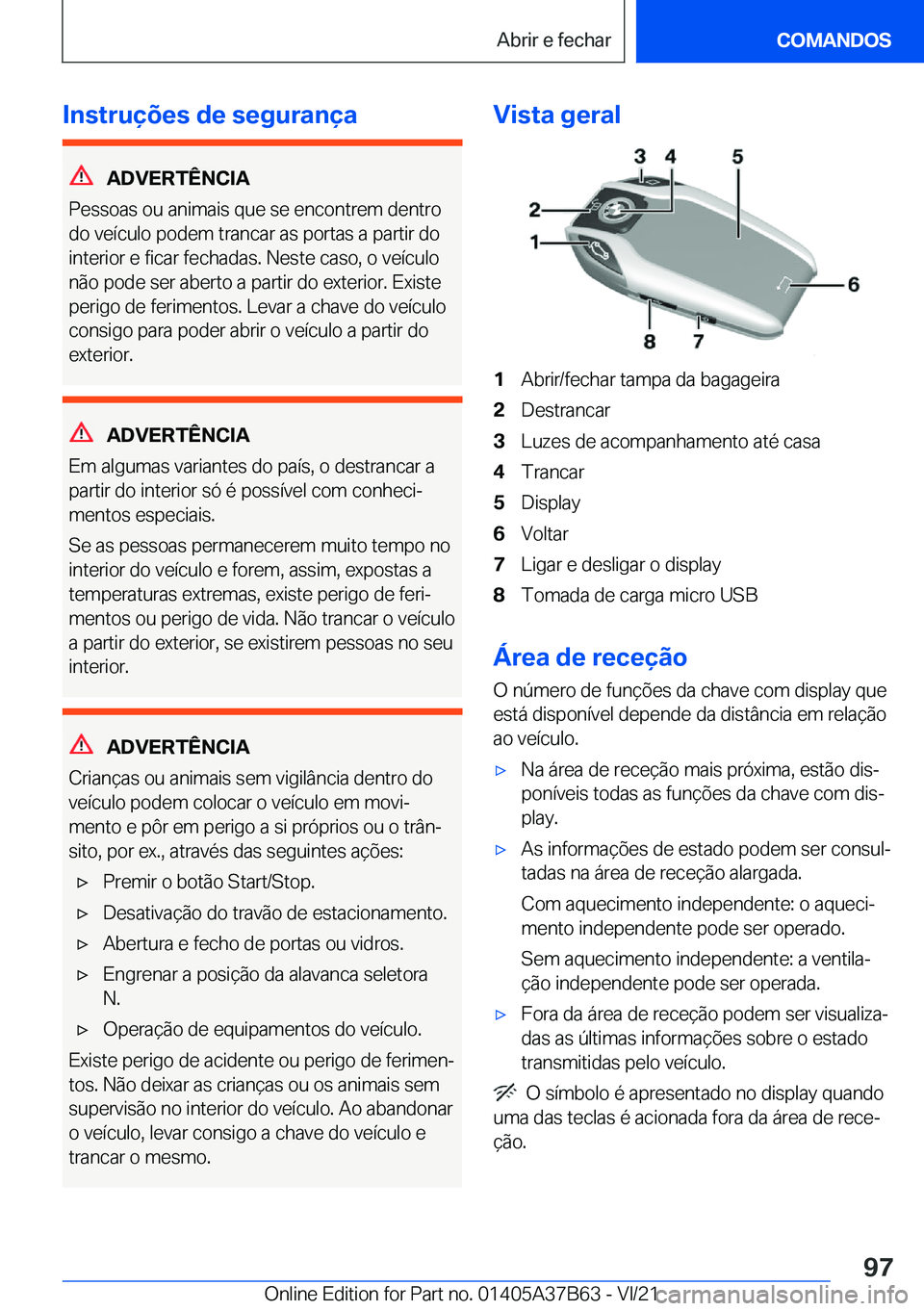 BMW M8 2022  Manual do condutor (in Portuguese) �I�n�s�t�r�u�