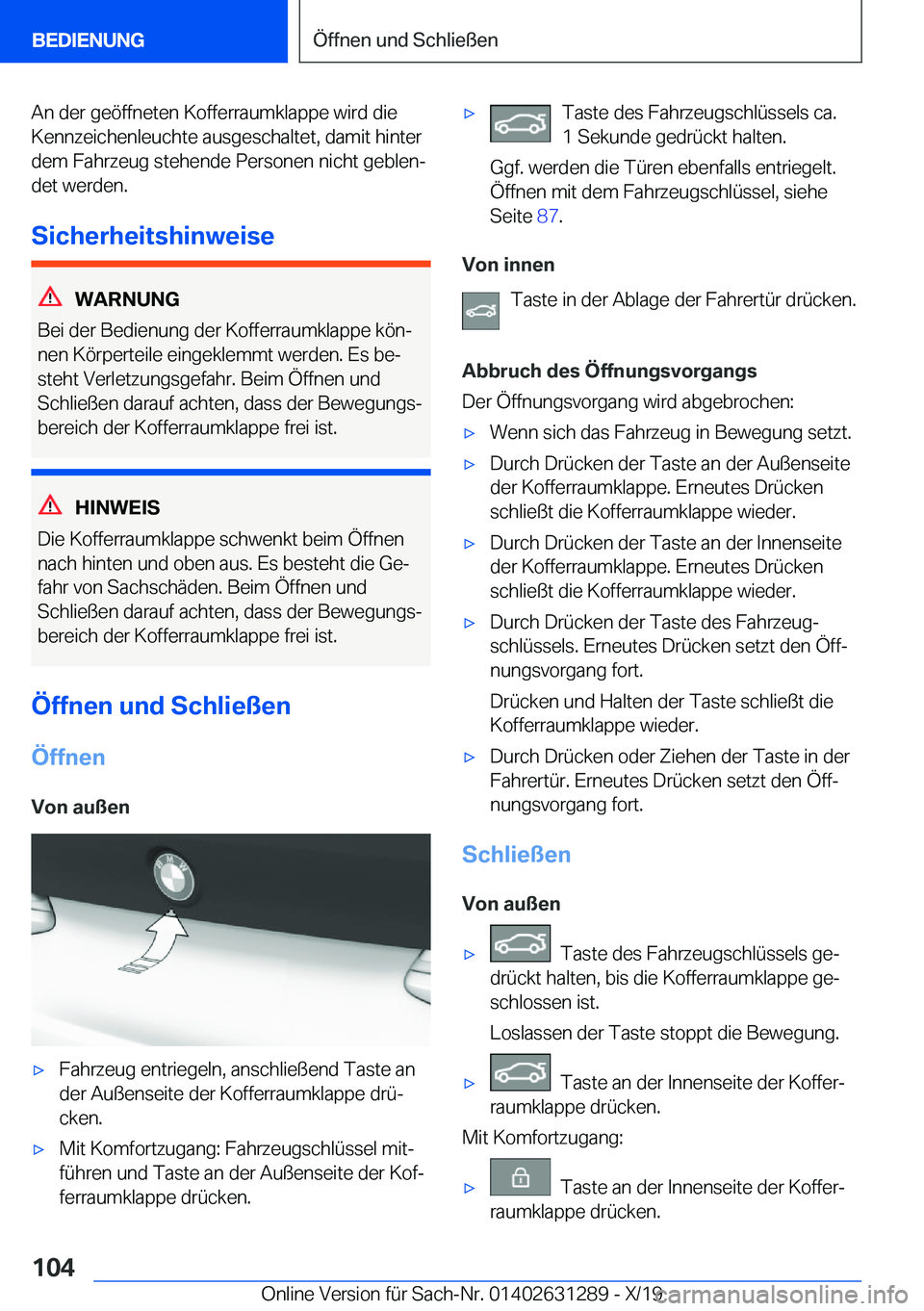 BMW M8 2020  Betriebsanleitungen (in German) �A�n��d�e�r��g�e�