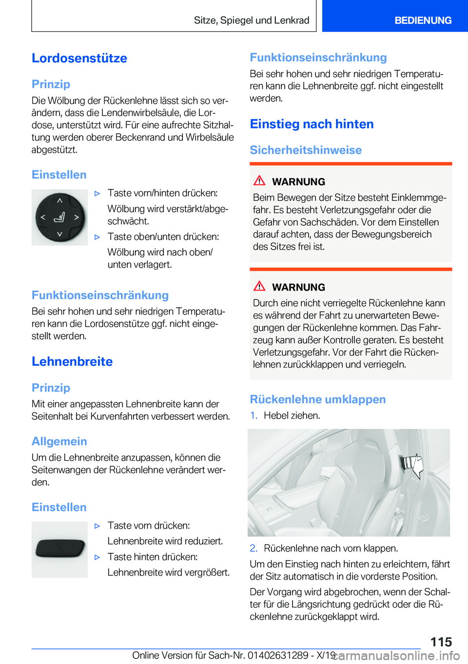 BMW M8 2020  Betriebsanleitungen (in German) �L�o�r�d�o�s�e�n�s�t�