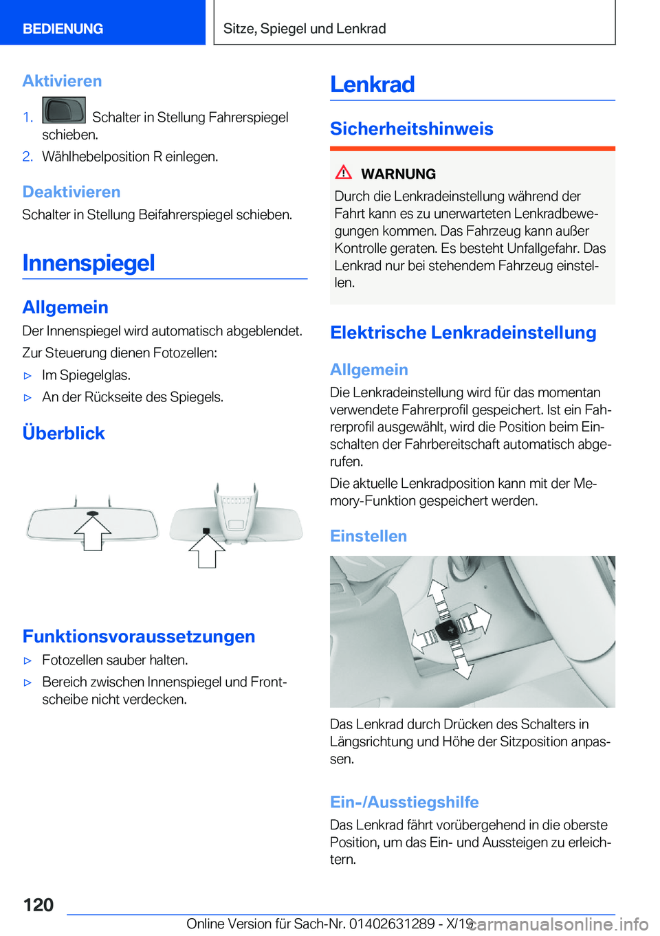 BMW M8 2020  Betriebsanleitungen (in German) �A�k�t�i�v�i�e�r�e�n�1�.���S�c�h�a�l�t�e�r��i�n��S�t�e�l�l�u�n�g��F�a�h�r�e�r�s�p�i�e�g�e�l
�s�c�h�i�e�b�e�n�.�2�.�W�