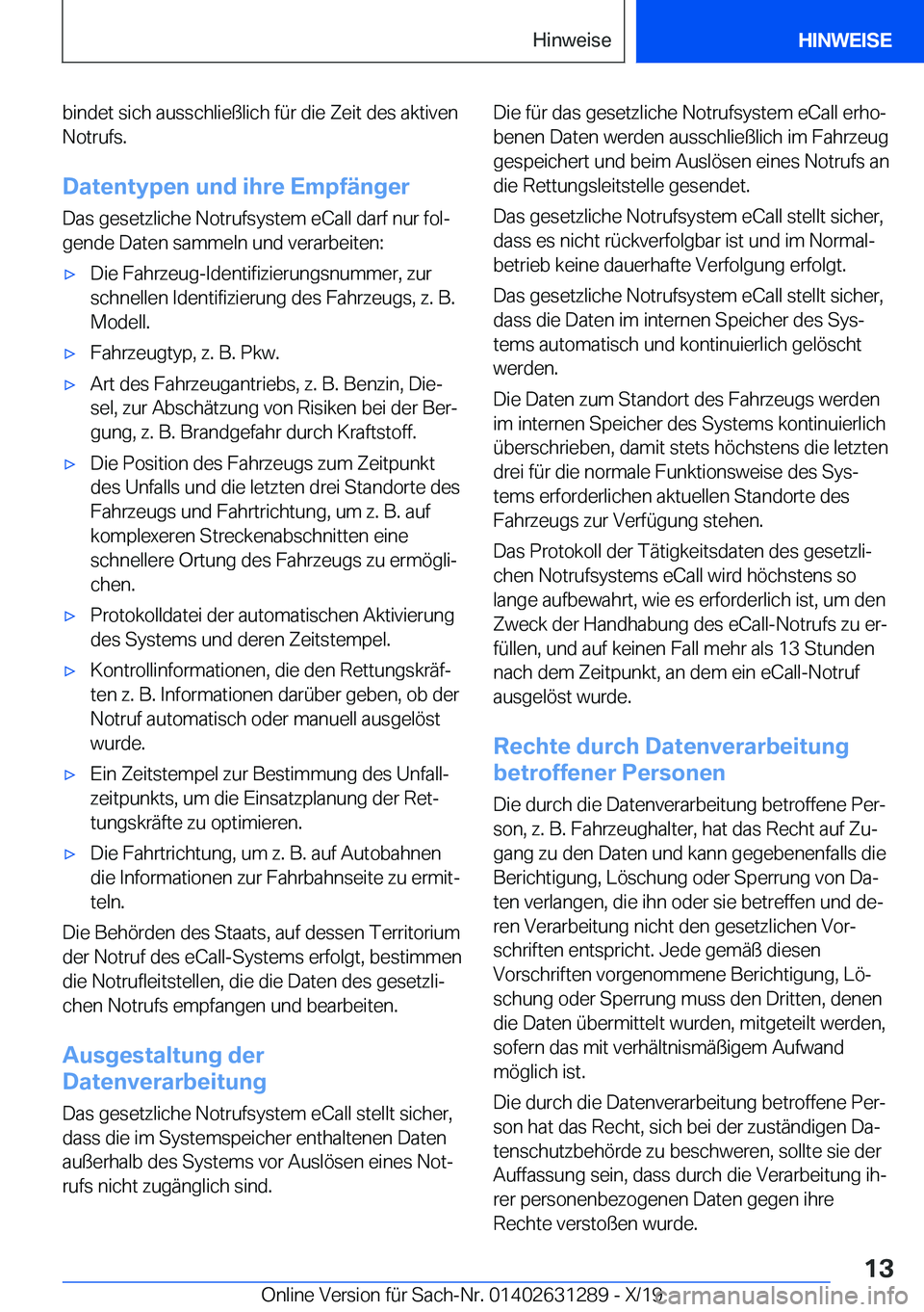 BMW M8 2020  Betriebsanleitungen (in German) �b�i�n�d�e�t��s�i�c�h��a�u�s�s�c�h�l�i�e�