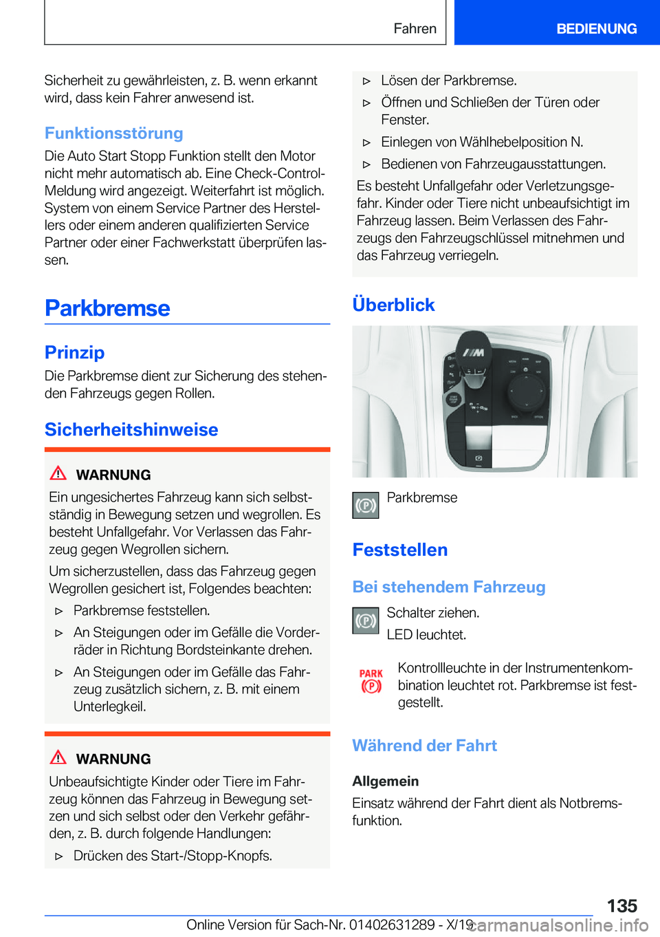 BMW M8 2020  Betriebsanleitungen (in German) �S�i�c�h�e�r�h�e�i�t��z�u��g�e�w�