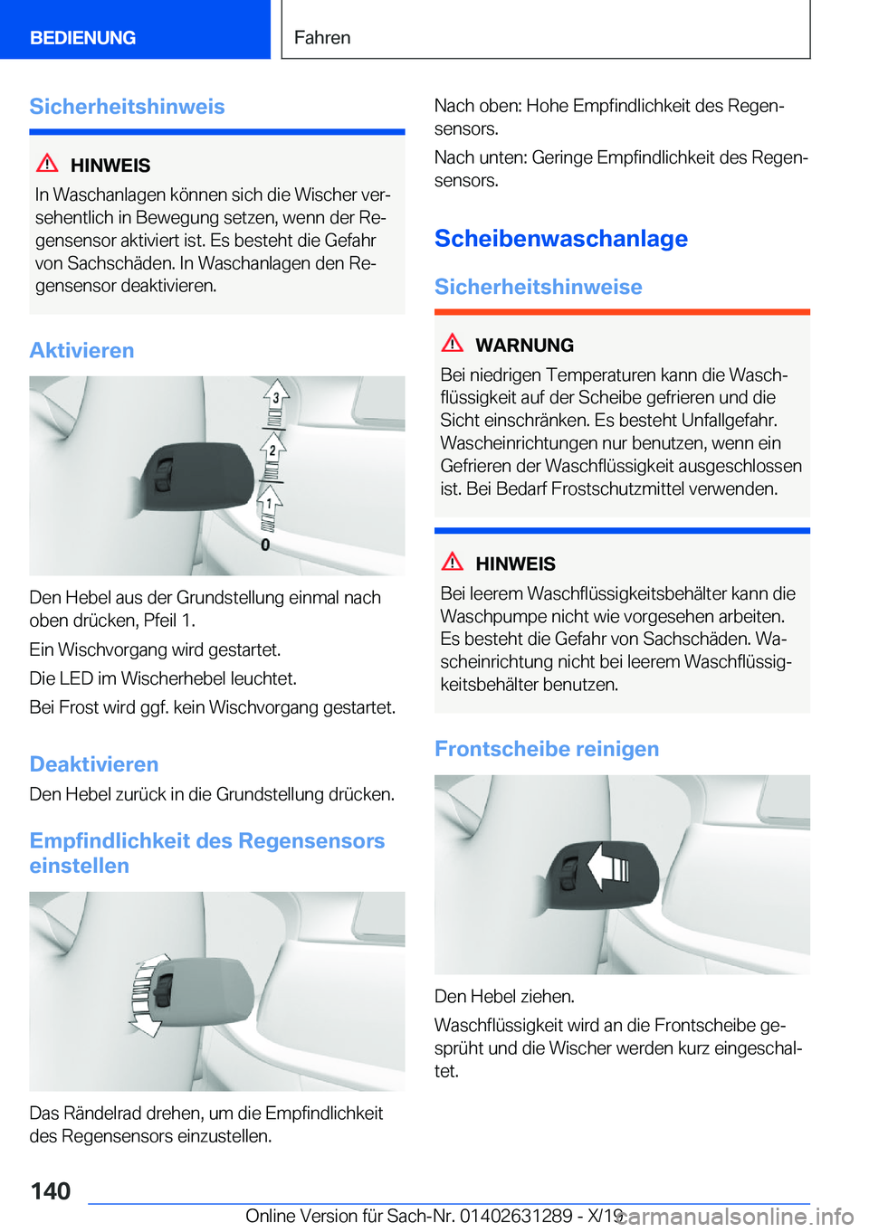 BMW M8 2020  Betriebsanleitungen (in German) �S�i�c�h�e�r�h�e�i�t�s�h�i�n�w�e�i�s
�H�I�N�W�E�I�S
�I�n��W�a�s�c�h�a�n�l�a�g�e�n��k�