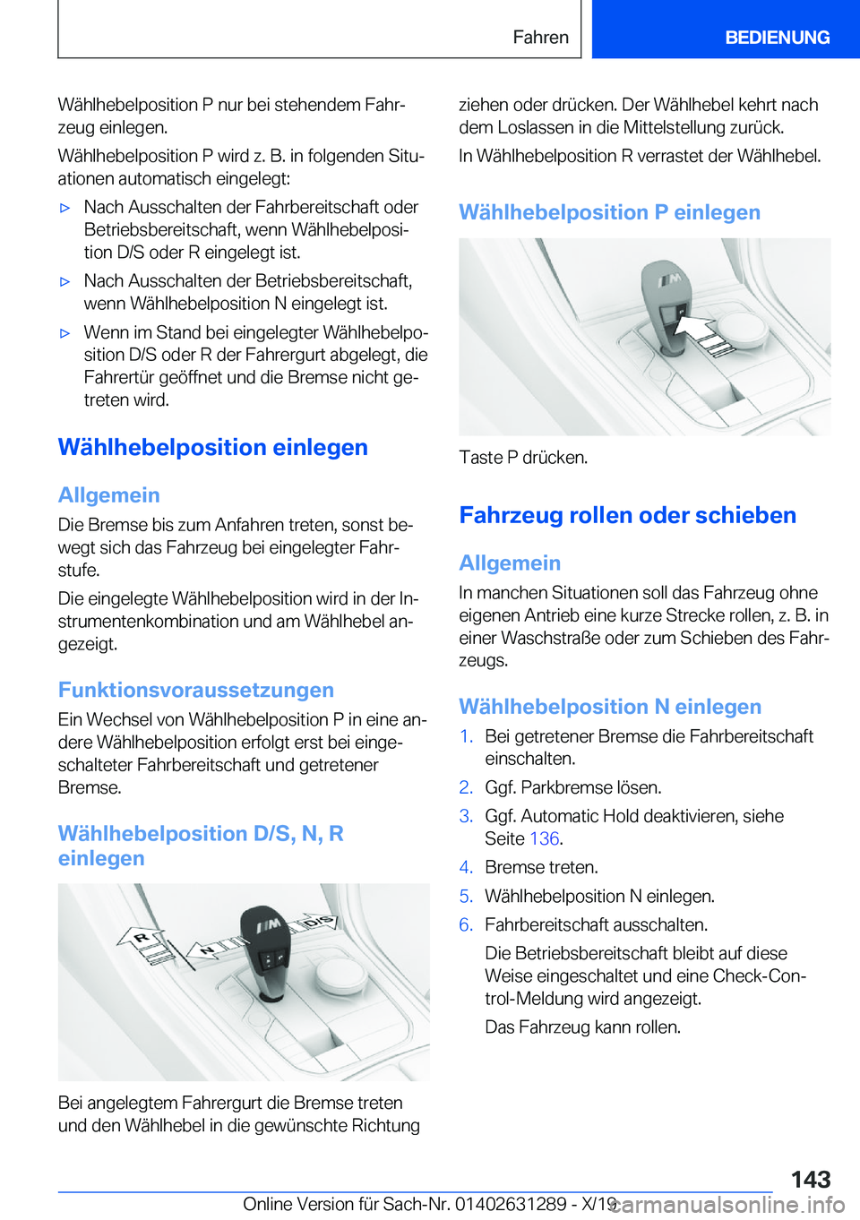 BMW M8 2020  Betriebsanleitungen (in German) �W�