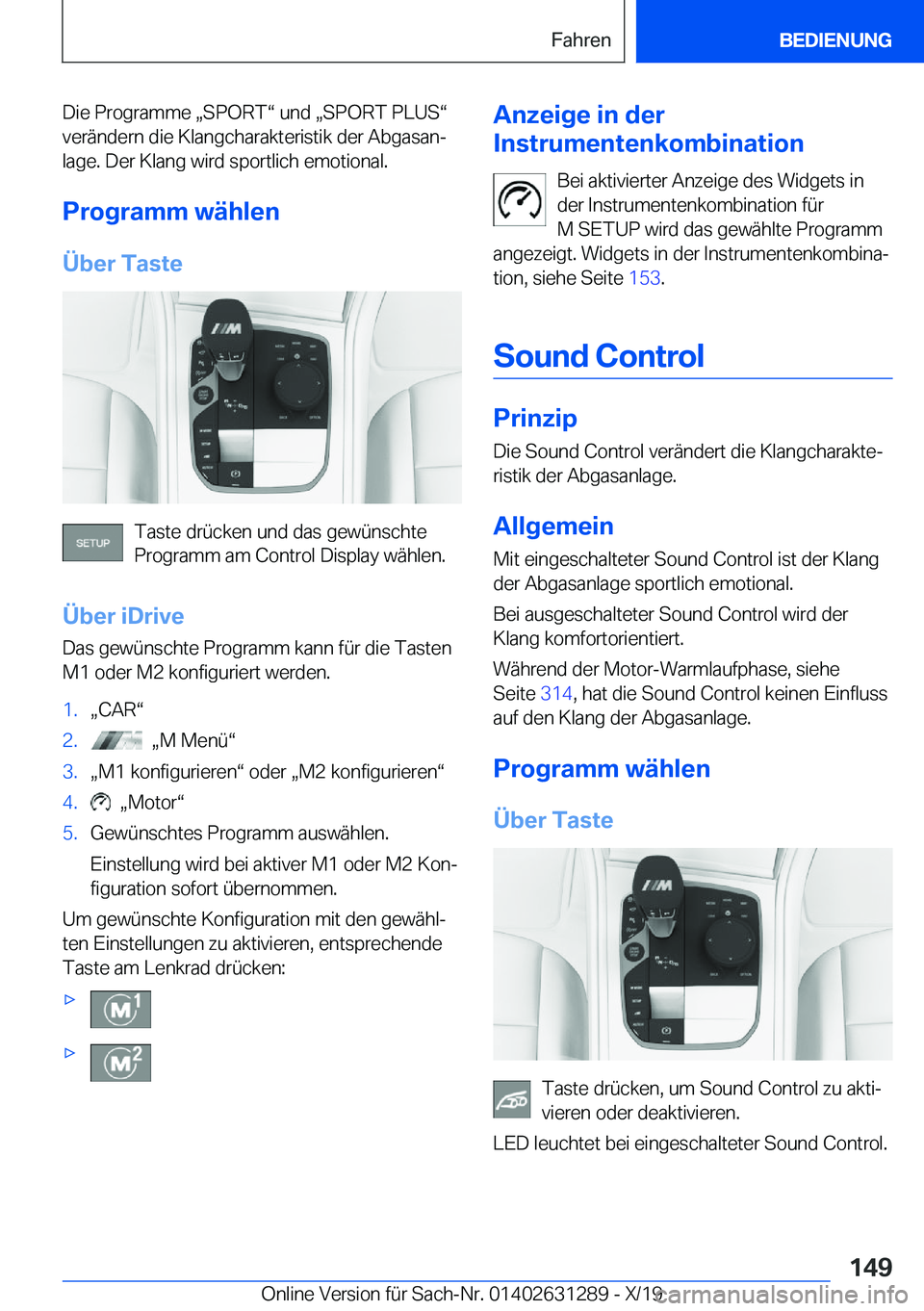 BMW M8 2020  Betriebsanleitungen (in German) �D�i�e��P�r�o�g�r�a�m�m�e�x�S�P�O�R�Tv��u�n�d�x�S�P�O�R�T��P�L�U�Sv
�v�e�r�