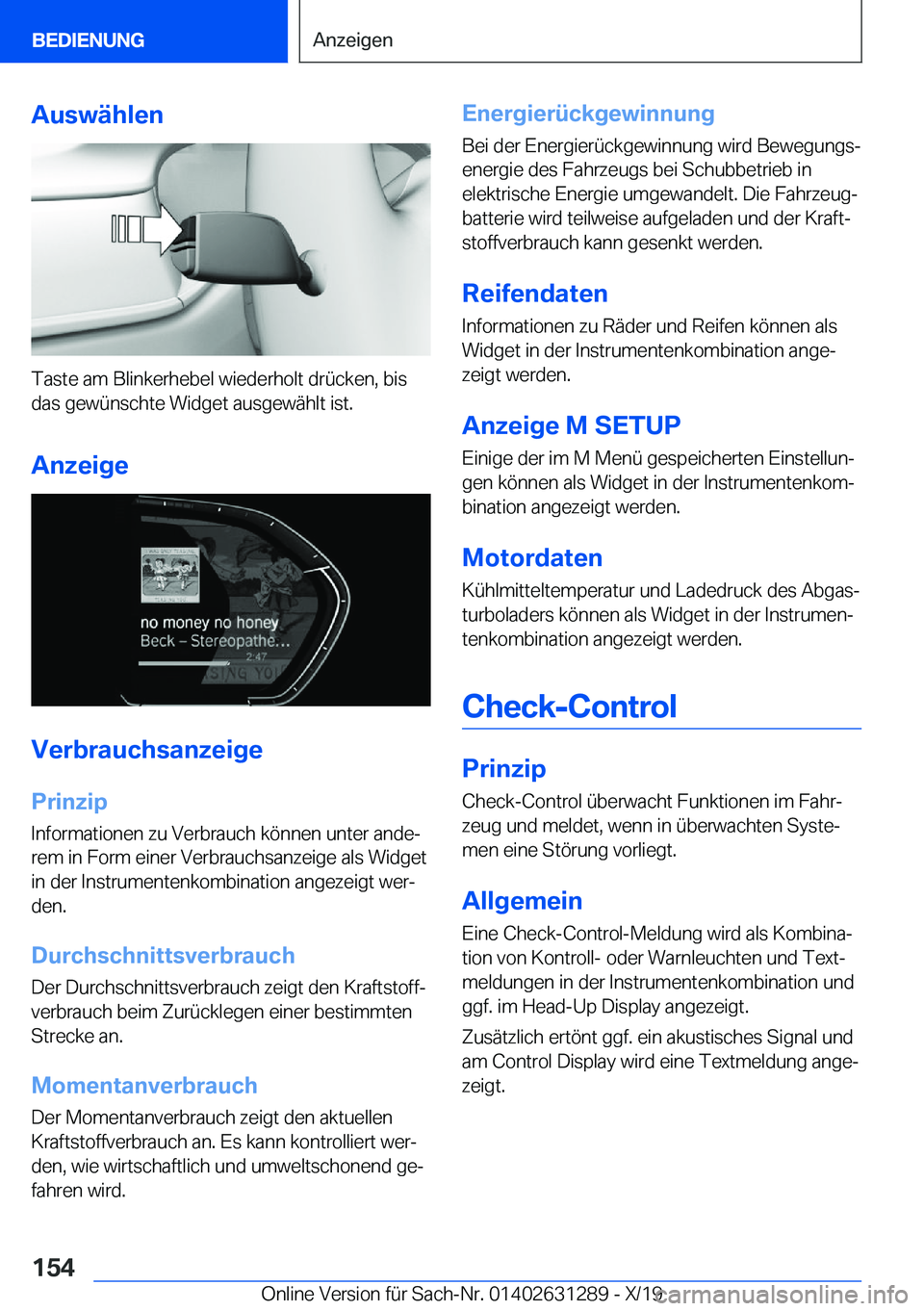 BMW M8 2020  Betriebsanleitungen (in German)  A u s w 
