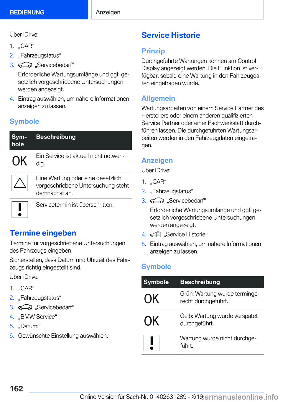 BMW M8 2020  Betriebsanleitungen (in German) �