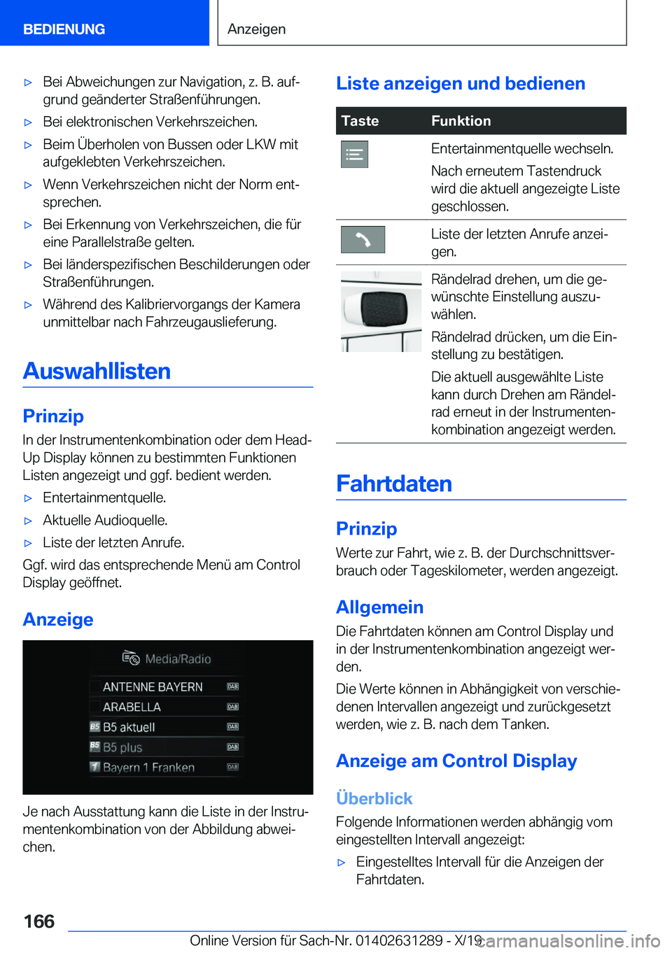 BMW M8 2020  Betriebsanleitungen (in German) 'x�B�e�i��A�b�w�e�i�c�h�u�n�g�e�n��z�u�r��N�a�v�i�g�a�t�i�o�n�,��z�.��B�.��a�u�fj�g�r�u�n�d��g�e�