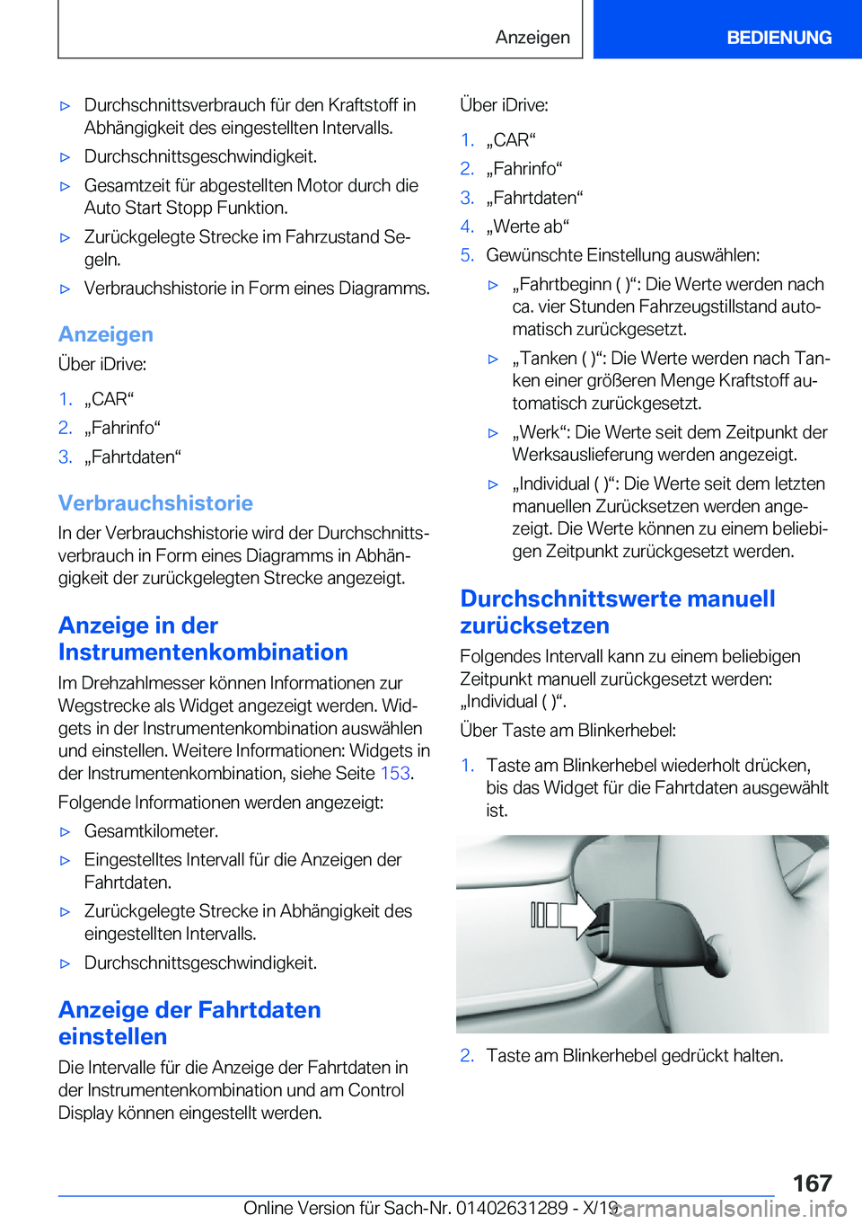 BMW M8 2020  Betriebsanleitungen (in German) 'x�D�u�r�c�h�s�c�h�n�i�t�t�s�v�e�r�b�r�a�u�c�h��f�