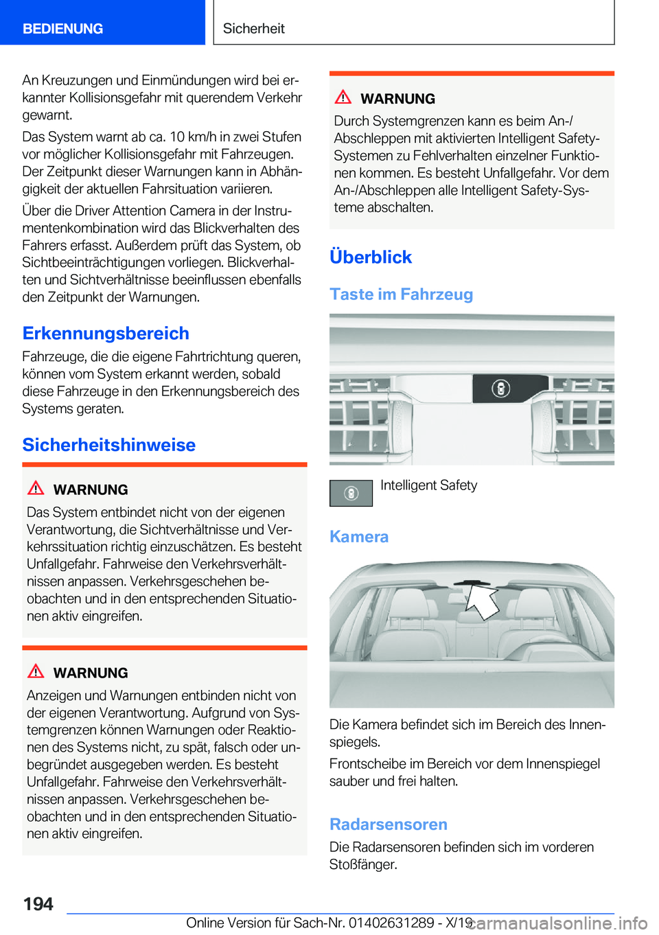 BMW M8 2020  Betriebsanleitungen (in German) �A�n��K�r�e�u�z�u�n�g�e�n��u�n�d��E�i�n�m�