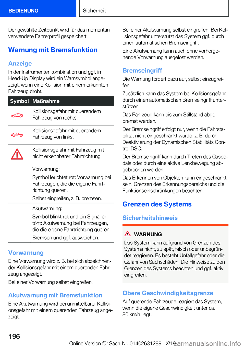 BMW M8 2020  Betriebsanleitungen (in German) �D�e�r��g�e�w�