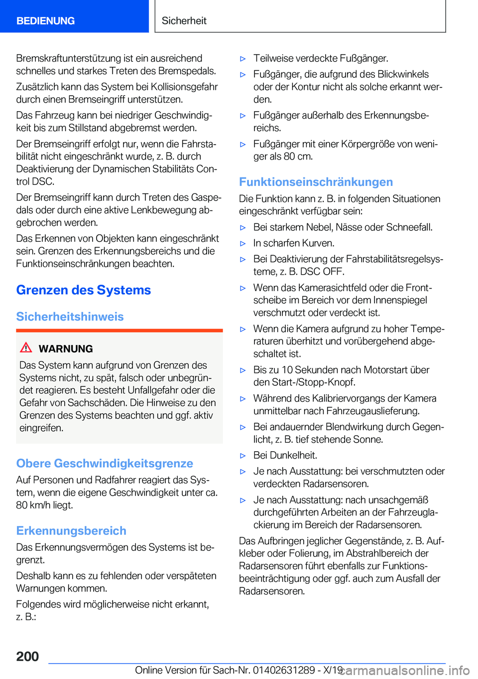 BMW M8 2020  Betriebsanleitungen (in German) �B�r�e�m�s�k�r�a�f�t�u�n�t�e�r�s�t�