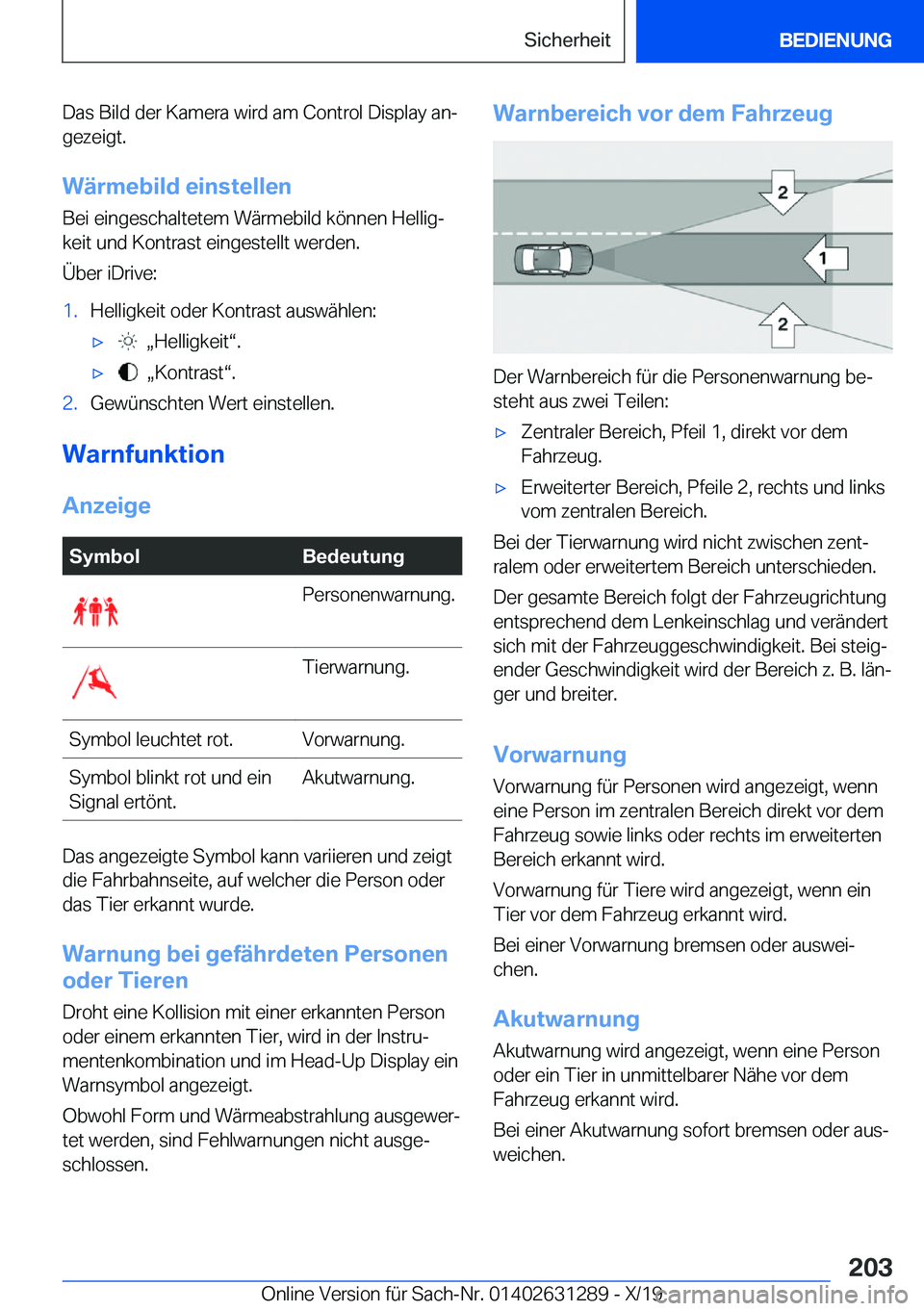 BMW M8 2020  Betriebsanleitungen (in German) �D�a�s��B�i�l�d��d�e�r��K�a�m�e�r�a��w�i�r�d��a�m��C�o�n�t�r�o�l��D�i�s�p�l�a�y��a�nj
�g�e�z�e�i�g�t�.
�W�