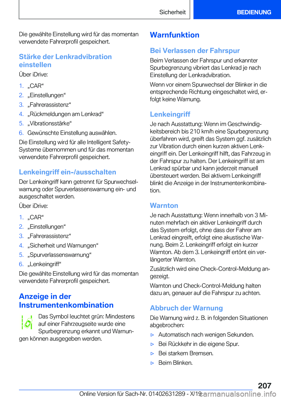 BMW M8 2020  Betriebsanleitungen (in German) �D�i�e��g�e�w�