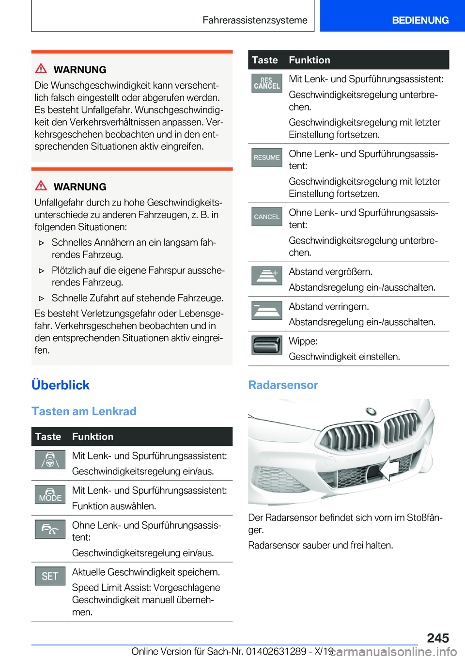 BMW M8 2020  Betriebsanleitungen (in German) �W�A�R�N�U�N�G
�D�i�e��W�u�n�s�c�h�g�e�s�c�h�w�i�n�d�i�g�k�e�i�t��k�a�n�n��v�e�r�s�e�h�e�n�tj
�l�i�c�h��f�a�l�s�c�h��e�i�n�g�e�s�t�e�l�l�t��o�d�e�r��a�b�g�e�r�u�f�e�n��w�e�r�d�e�n�.
�E�s��b�