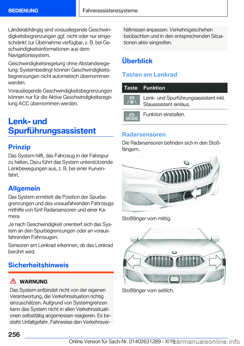 BMW M8 2020  Betriebsanleitungen (in German) �L�