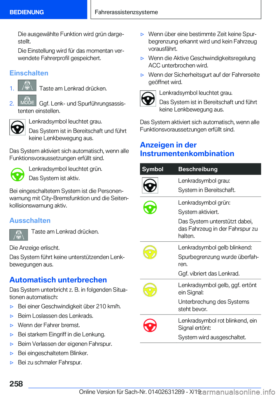 BMW M8 2020  Betriebsanleitungen (in German) �D�i�e��a�u�s�g�e�w�