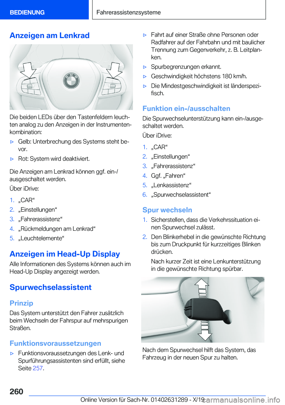 BMW M8 2020  Betriebsanleitungen (in German) �A�n�z�e�i�g�e�n��a�m��L�e�n�k�r�a�d
�D�i�e��b�e�i�d�e�n��L�E�D�s��