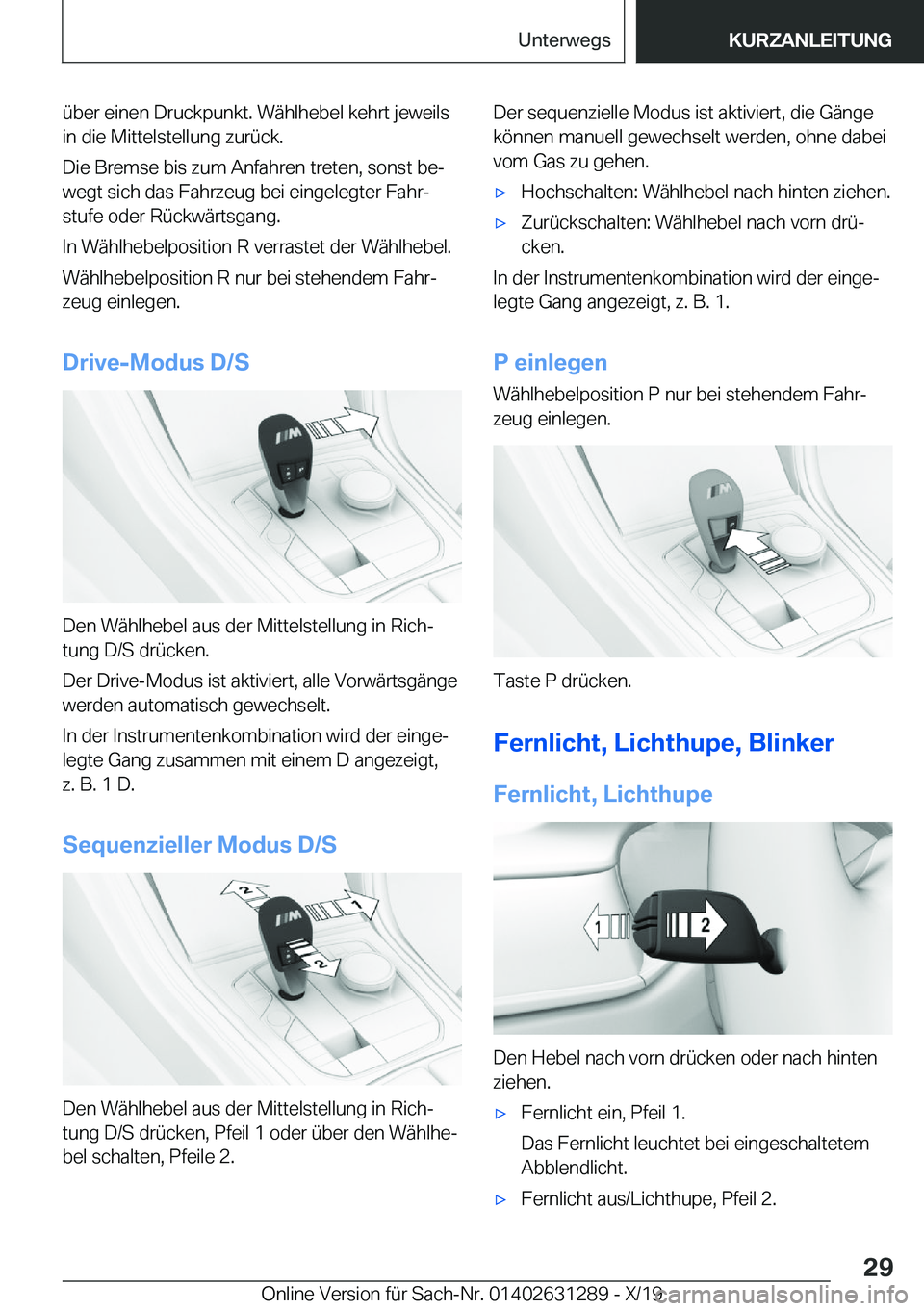 BMW M8 2020  Betriebsanleitungen (in German) �