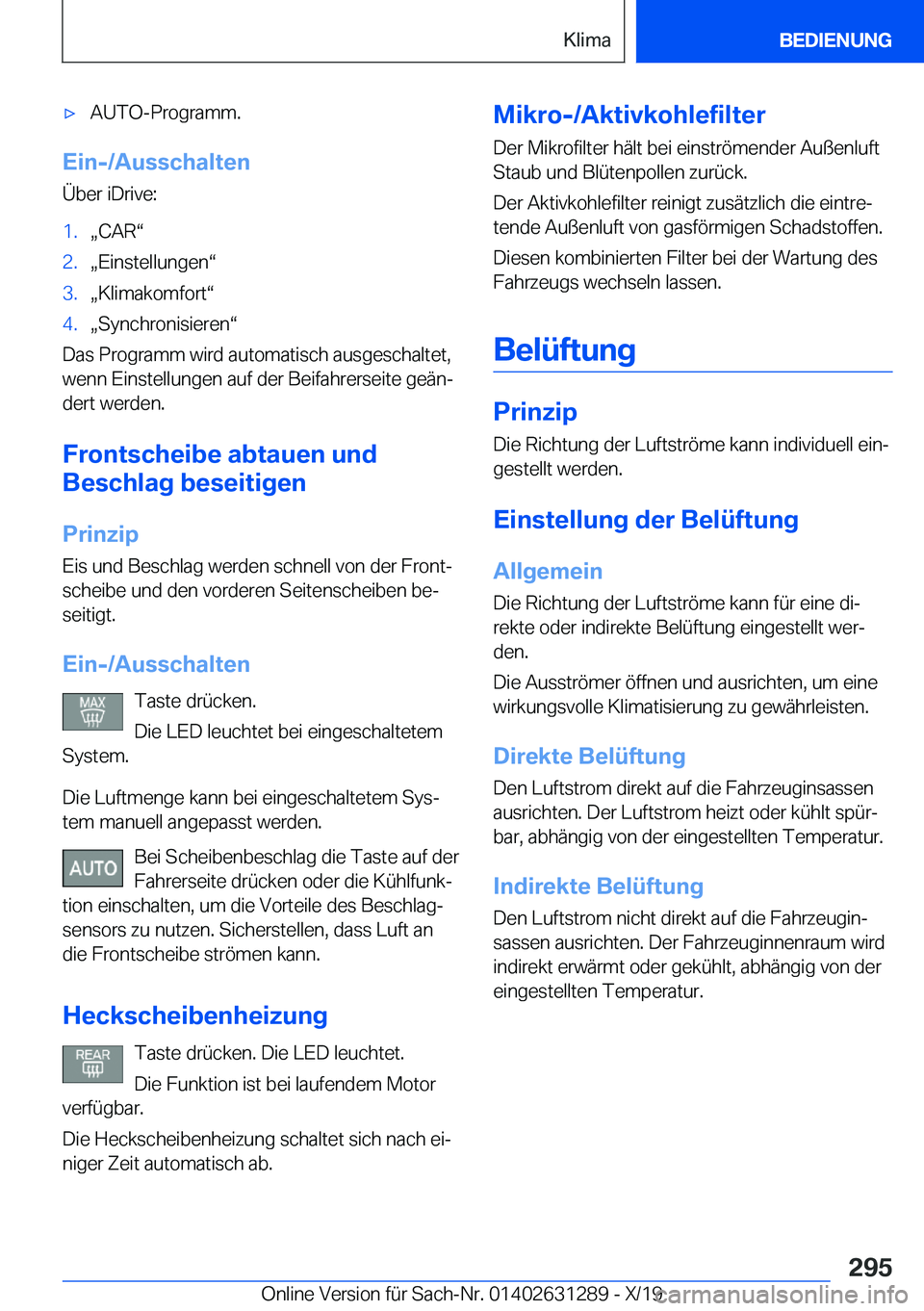 BMW M8 2020  Betriebsanleitungen (in German) 'x�A�U�T�O�-�P�r�o�g�r�a�m�m�.
�E�i�n�-�/�A�u�s�s�c�h�a�l�t�e�n�