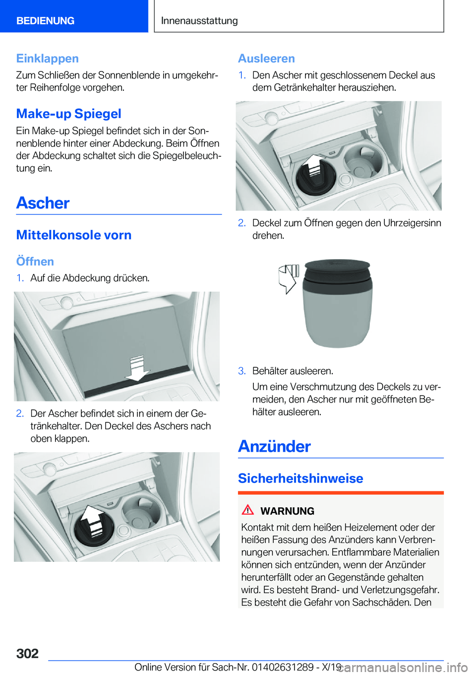 BMW M8 2020  Betriebsanleitungen (in German) �E�i�n�k�l�a�p�p�e�n
�Z�u�m��S�c�h�l�i�e�