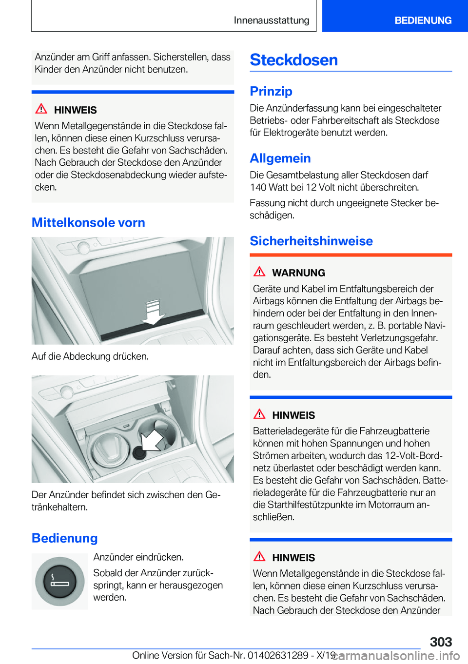 BMW M8 2020  Betriebsanleitungen (in German) �A�n�z�