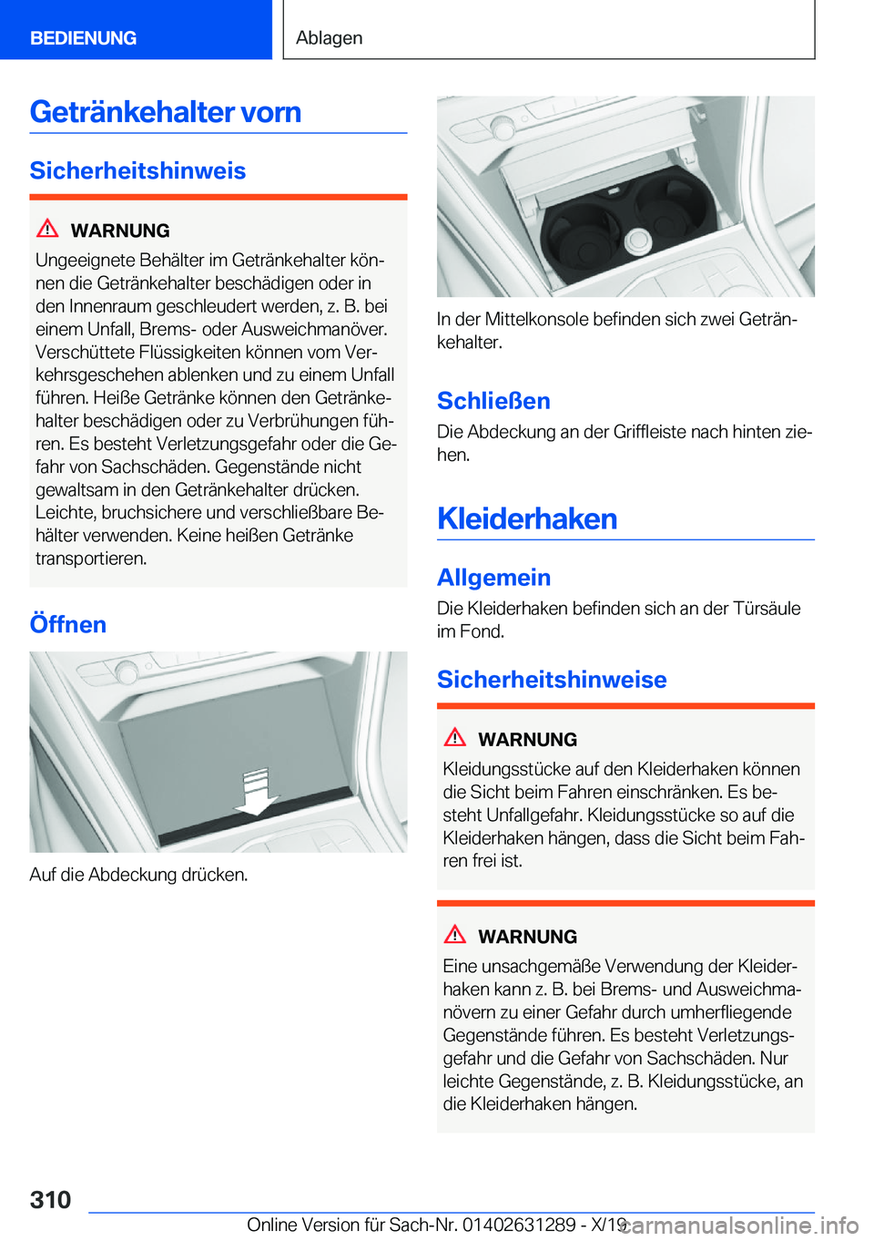 BMW M8 2020  Betriebsanleitungen (in German) �G�e�t�r�