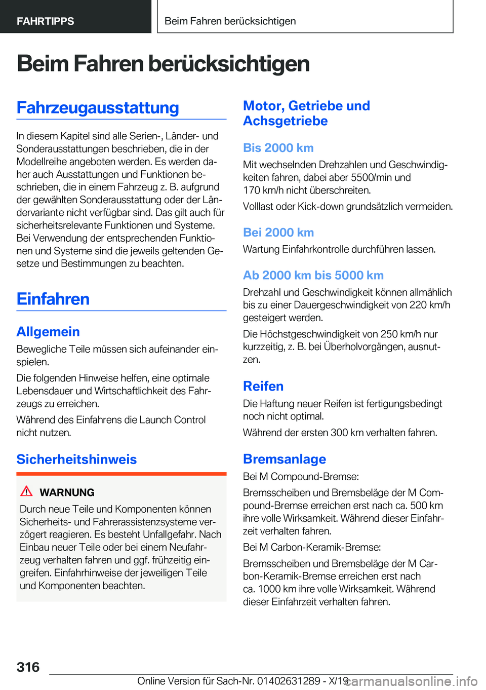 BMW M8 2020  Betriebsanleitungen (in German) �B�e�i�m��F�a�h�r�e�n��b�e�r�