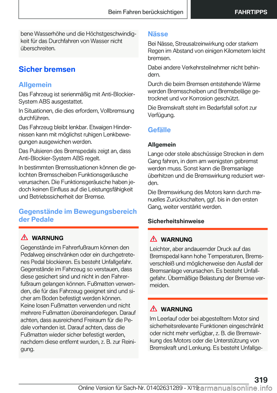 BMW M8 2020  Betriebsanleitungen (in German) �b�e�n�e��W�a�s�s�e�r�h�