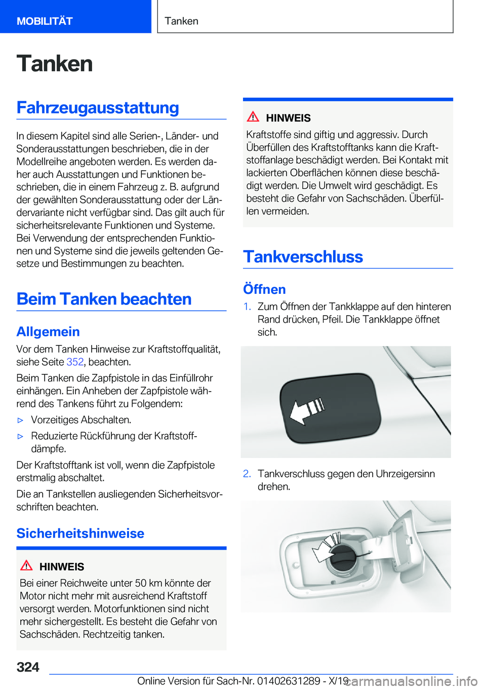 BMW M8 2020  Betriebsanleitungen (in German) �T�a�n�k�e�n�F�a�h�r�z�e�u�g�a�u�s�s�t�a�t�t�u�n�g
�I�n��d�i�e�s�e�m��K�a�p�i�t�e�l��s�i�n�d��a�l�l�e��S�e�r�i�e�n�-�,��L�