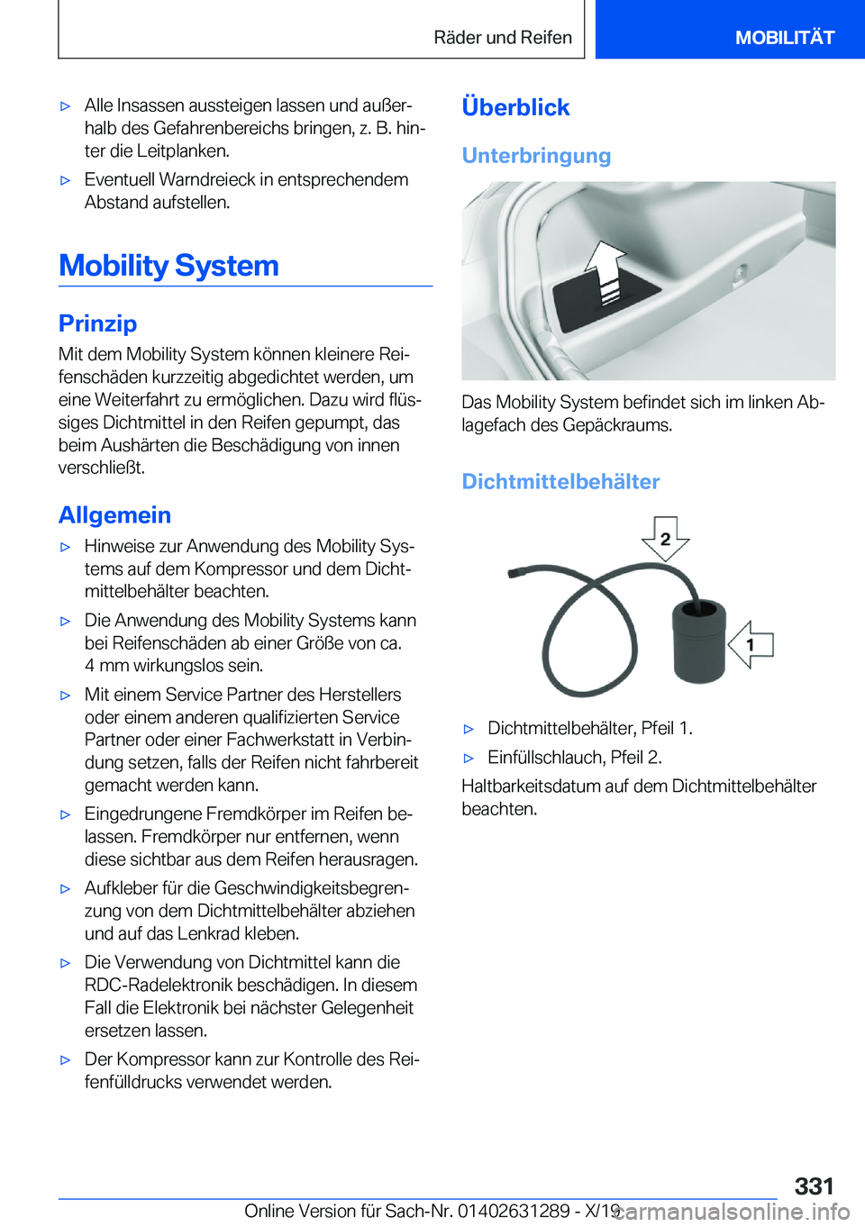 BMW M8 2020  Betriebsanleitungen (in German) 'x�A�l�l�e��I�n�s�a�s�s�e�n��a�u�s�s�t�e�i�g�e�n��l�a�s�s�e�n��u�n�d��a�u�
