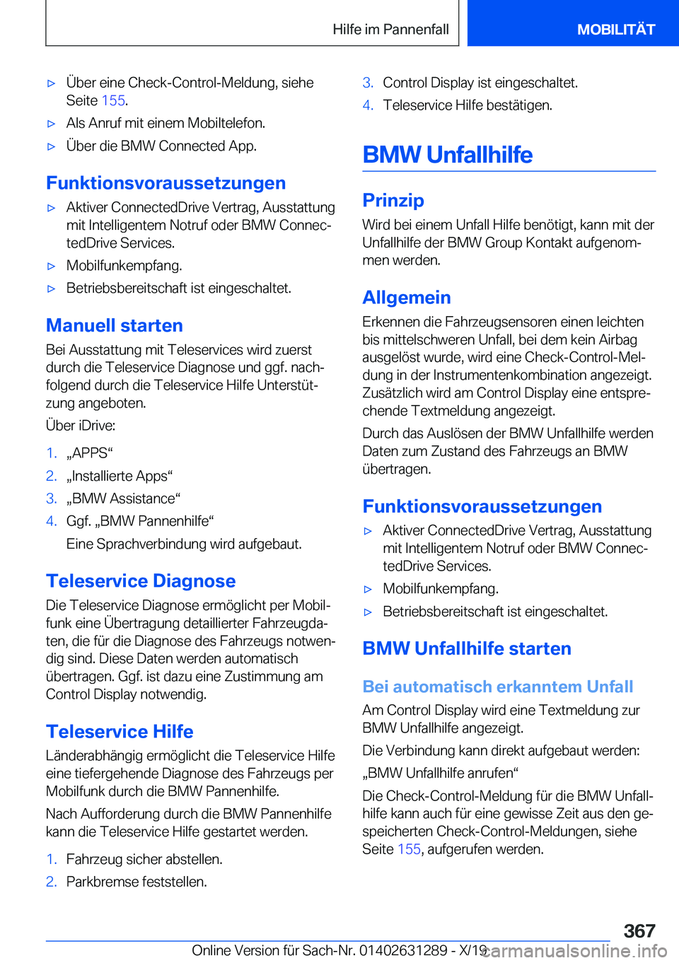 BMW M8 2020  Betriebsanleitungen (in German) 'x�