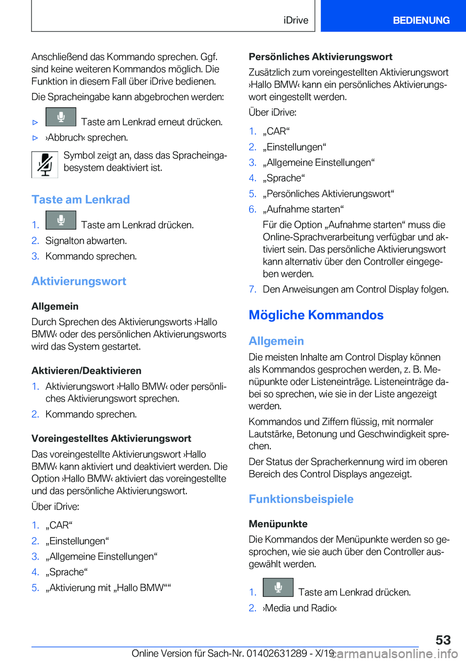 BMW M8 2020  Betriebsanleitungen (in German) �A�n�s�c�h�l�i�e�