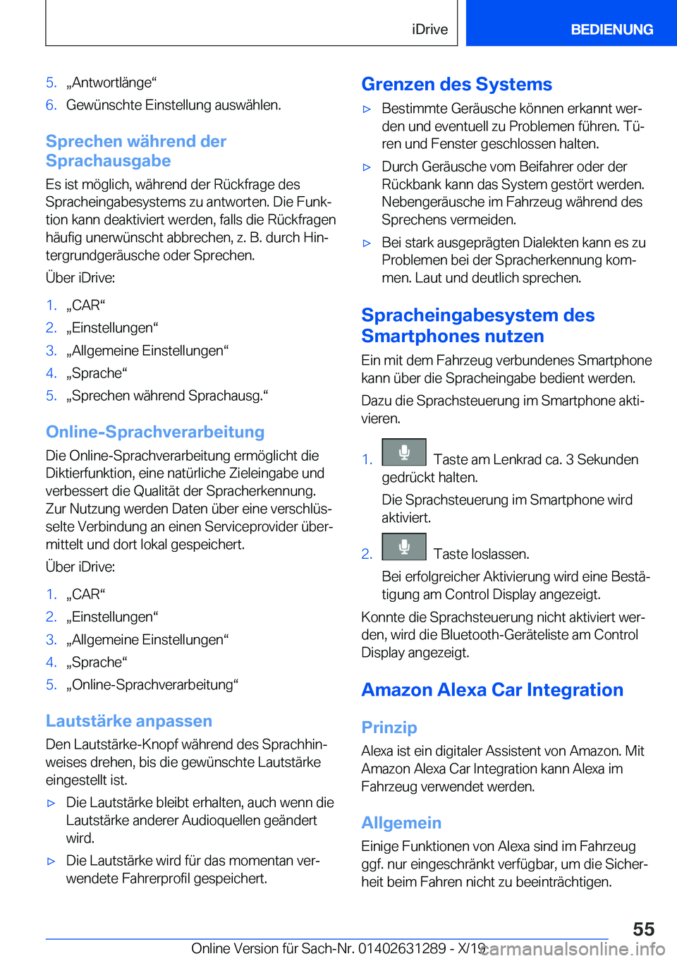 BMW M8 2020  Betriebsanleitungen (in German) �5�.x�A�n�t�w�o�r�t�l�