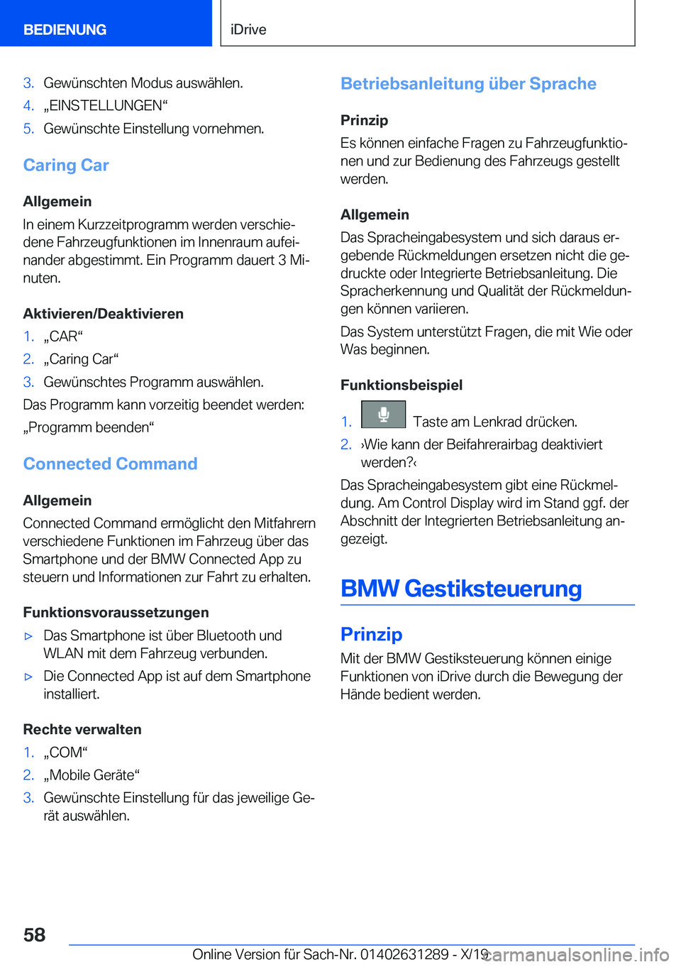 BMW M8 2020  Betriebsanleitungen (in German) �3�.�G�e�w�