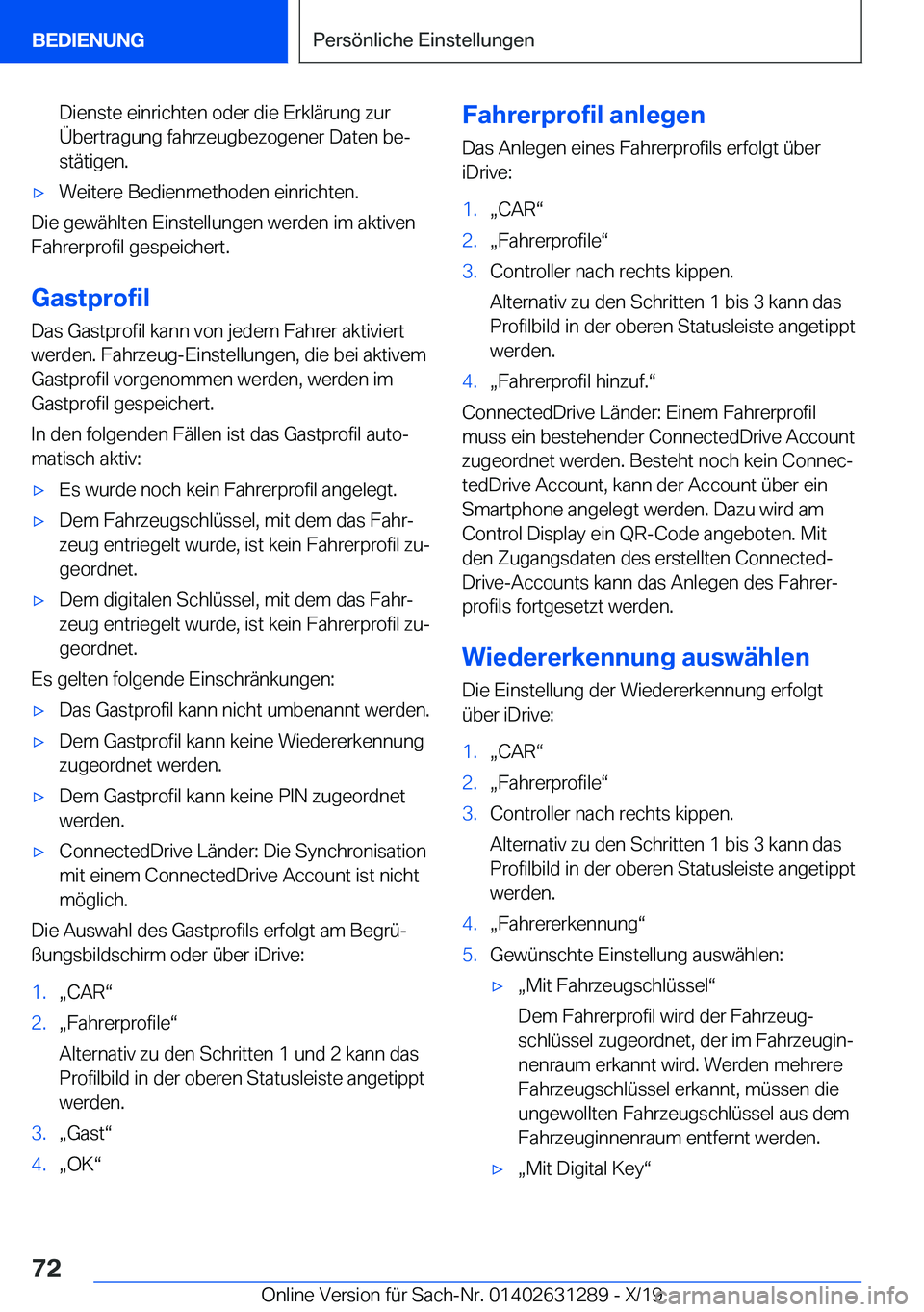 BMW M8 2020  Betriebsanleitungen (in German) �D�i�e�n�s�t�e��e�i�n�r�i�c�h�t�e�n��o�d�e�r��d�i�e��E�r�k�l�